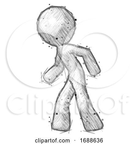 Sketch Design Mascot Man Suspense Action Pose Facing Left by Leo Blanchette