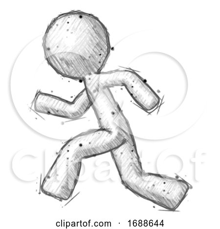 Sketch Design Mascot Man Running Fast Left by Leo Blanchette