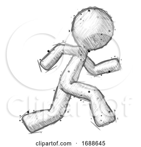 Sketch Design Mascot Man Running Fast Right by Leo Blanchette