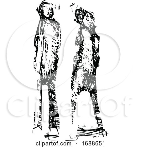 Black and White Expressionistic Styled Couple or Pedestrians by xunantunich