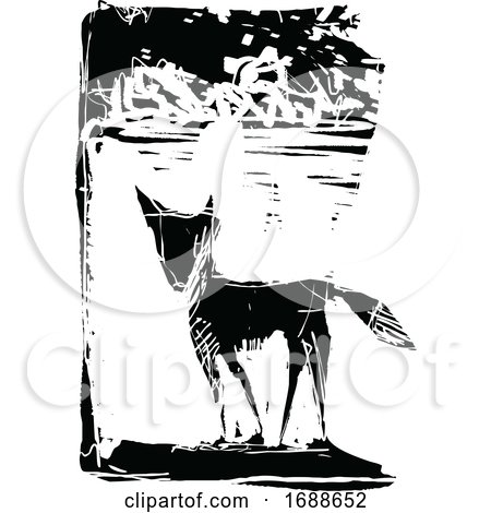 Black and White Expressionistic Styled Fox by xunantunich