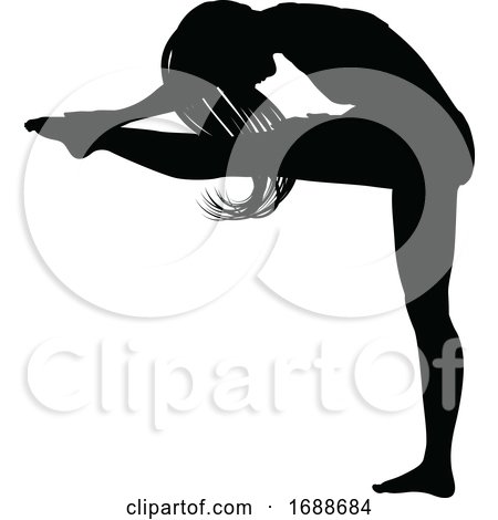 Woman Dancer Stretching Silhouette by AtStockIllustration
