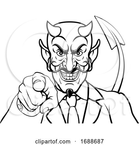 Devil Evil Businessman in Suit Pointing by AtStockIllustration