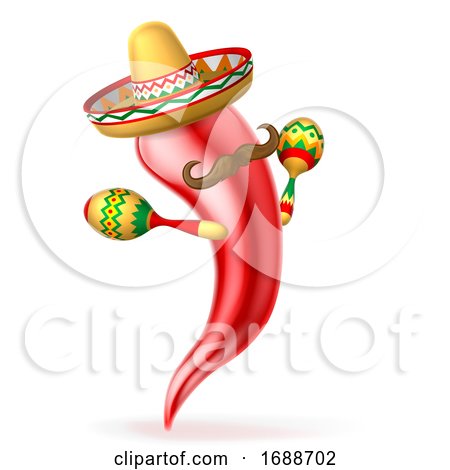 Cartoon Spicy Red Pepper Mexican Mascot by AtStockIllustration