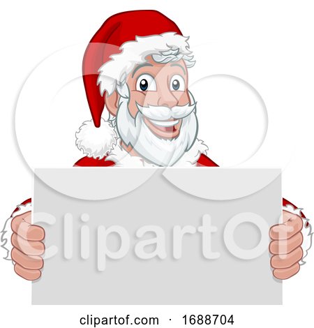 Young Santa Claus Holding Sign Christmas Cartoon by AtStockIllustration