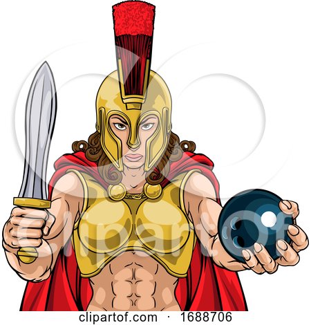 Spartan Trojan Gladiator Bowling Warrior Woman by AtStockIllustration