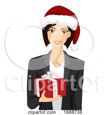 Girl Office Celebrate Christmas Gift Illustration by BNP Design Studio