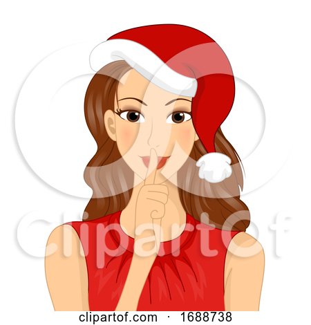 Girl Secret Santa Quiet Finger Illustration by BNP Design Studio