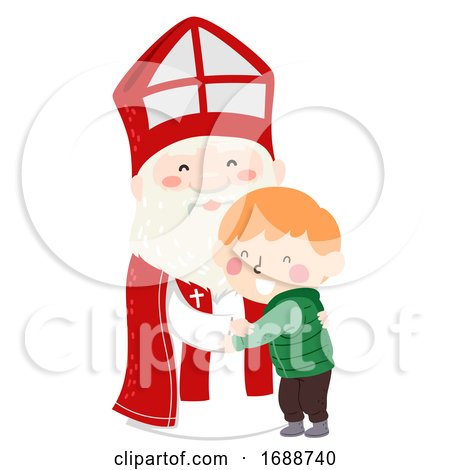 Kid Boy Hug Saint Nicholas Illustration by BNP Design Studio