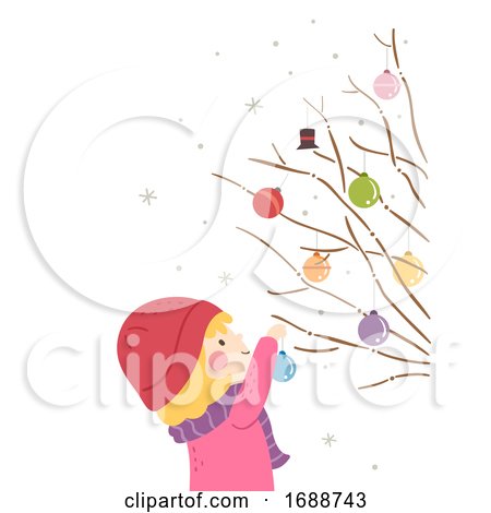Kid Girl Christmas Tree Branch Decorate Balls by BNP Design Studio