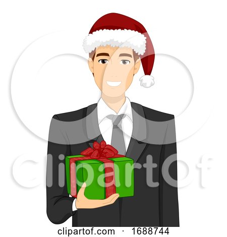 Man Office Celebrate Christmas Gift Illustration by BNP Design Studio