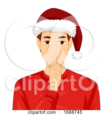 Man Secret Santa Quiet Finger Illustration by BNP Design Studio