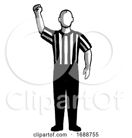 Basketball Referee Stop Clock for Foul Hand Signal Retro Black and White by patrimonio