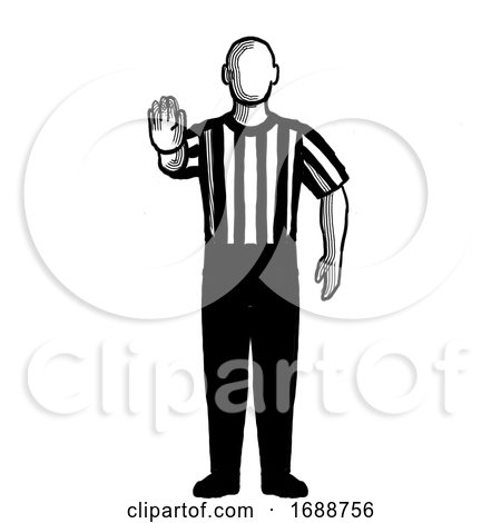 Basketball Referee Directional Signal Hand Signal Retro Black and White by patrimonio