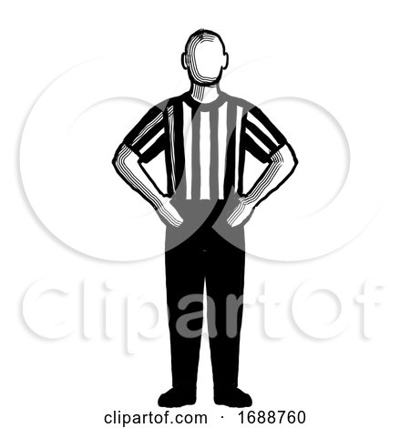 Basketball Referee Blocking Hand Signal Retro Black and White by patrimonio