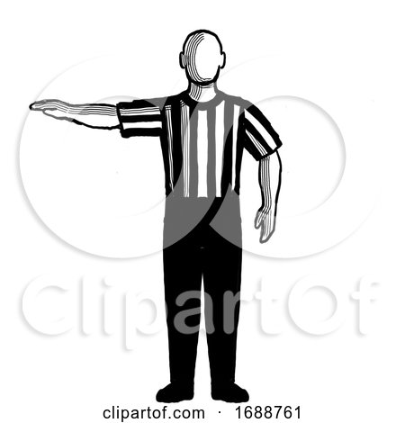 Basketball Referee Visible Count Hand Signal Retro Black and White by patrimonio