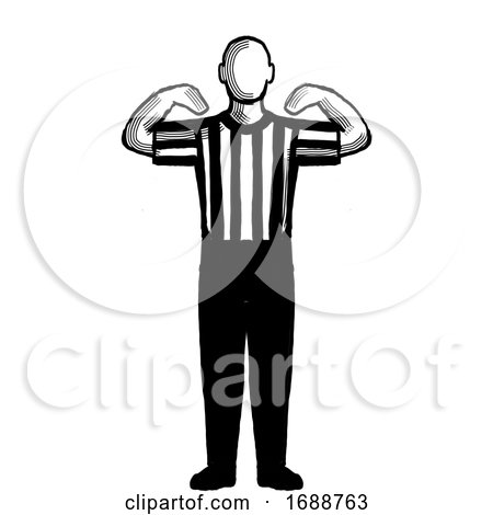 Basketball Referee 30-second Time-out Hand Signal Retro Black and White by patrimonio