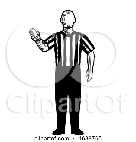 Basketball Referee 5-second Violation Hand Signal Retro Black and White by patrimonio