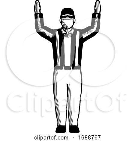 American Football Official Touchdown Sign Hand Signal Retro by patrimonio