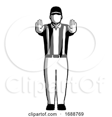 American Football Official Pass Interference Sign Hand Signal Retro by patrimonio