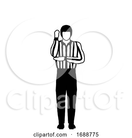 Ice Hockey Official or Referee Hand Signal Drawing Black and White by patrimonio