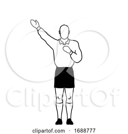 Rugby Referee Penalty Kick Hand Signal Drawing Retro by patrimonio