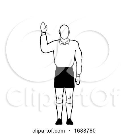 Rugby Referee Penalty Free Kick Hand Signal Drawing Retro by patrimonio