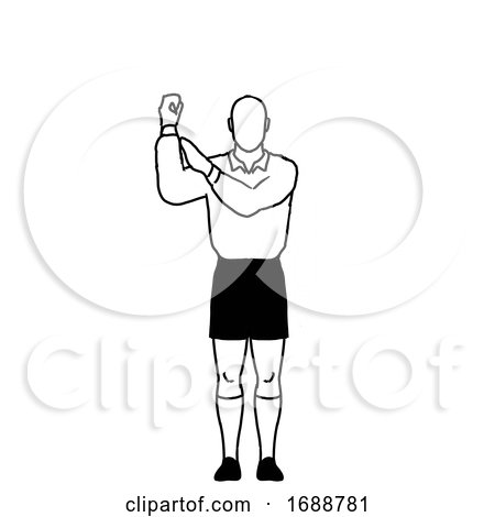 Rugby Referee Penalty Knock on Hand Signal Drawing Retro by patrimonio