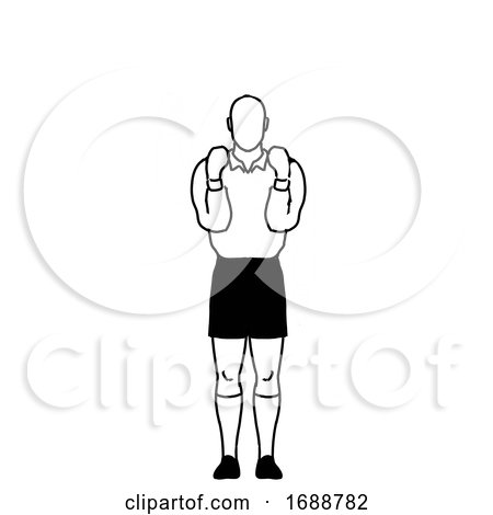 Rugby Referee Penalty Not Releasing the Ball Hand Signal Drawing Retro by patrimonio