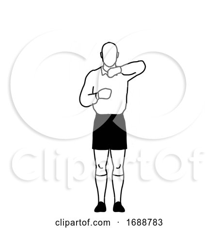 Rugby Referee Penalty Leaning on Lineout Signal Drawing Retro by patrimonio
