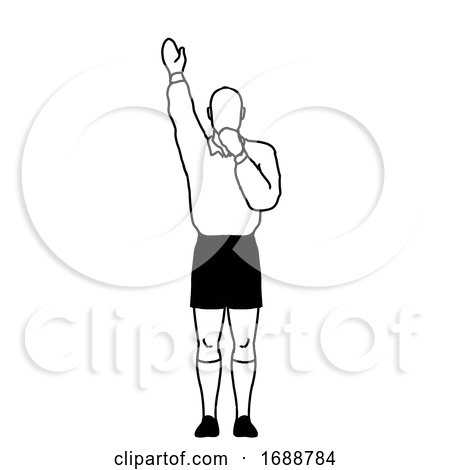 Rugby Referee Penalty Try Signal Drawing Retro by patrimonio