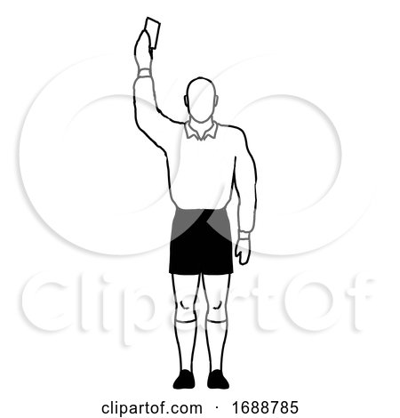 Rugby Referee Penalty Red Card Sending off Yellow Card Caution Signal Drawing Retro by patrimonio