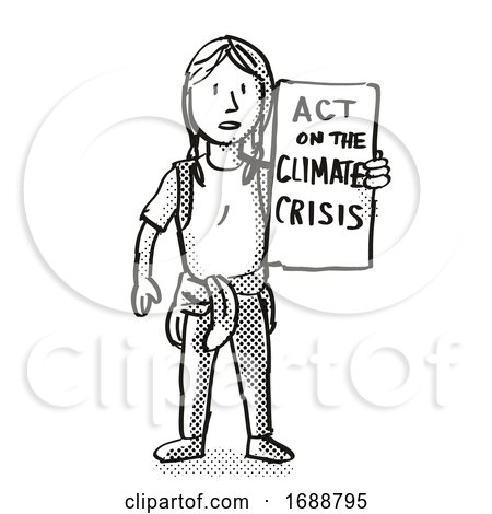 Young Student Protesting on Climate Change Drawing by patrimonio