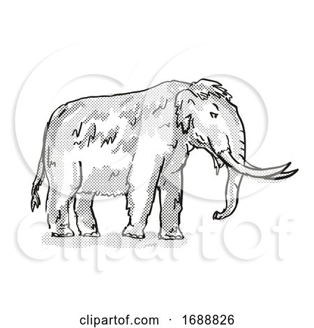 American Mastodon Extinct North American Wildlife Cartoon Drawing by patrimonio