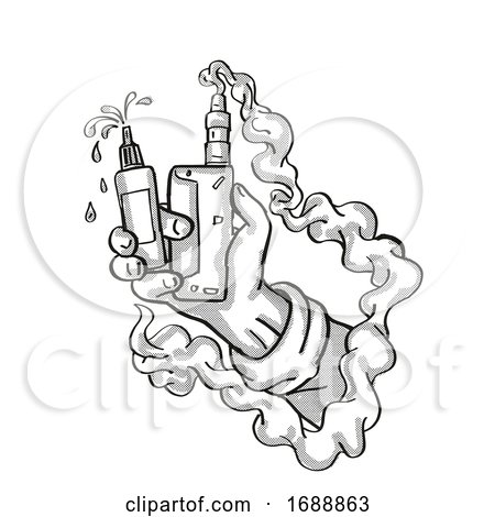 Hand Holding Vape Electronic Cigarette Kit Tattoo by patrimonio