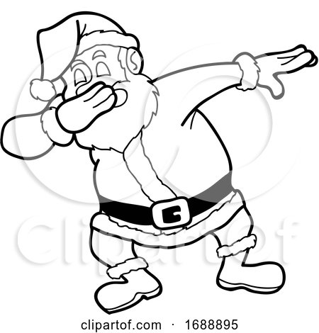 Cartoon Black and White Christmas Santa Dabbing by LaffToon