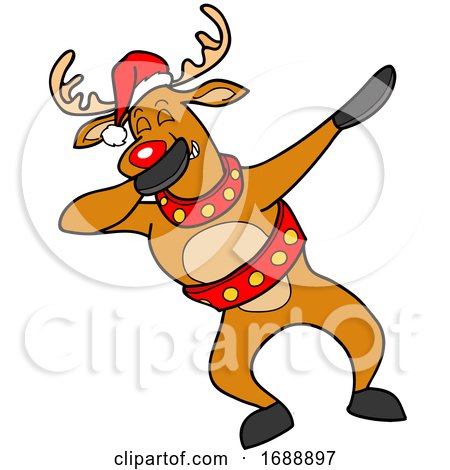 Cartoon Christmas Reindeer Dabbing by LaffToon