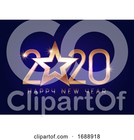 Happy New Year Background with Gold Lettering and Star by KJ Pargeter
