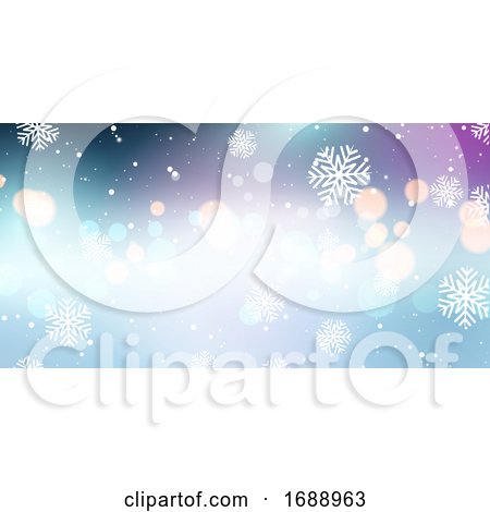 Christmas Snowflakes and Bokeh Lights Banner by KJ Pargeter