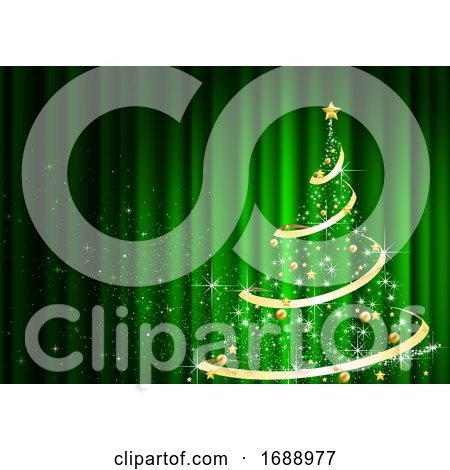 Green and Gold Christmas Tree Background by dero