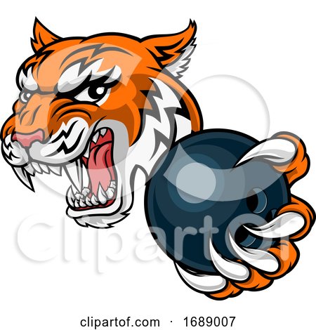 Tiger Bowling Player Animal Sports Mascot by AtStockIllustration