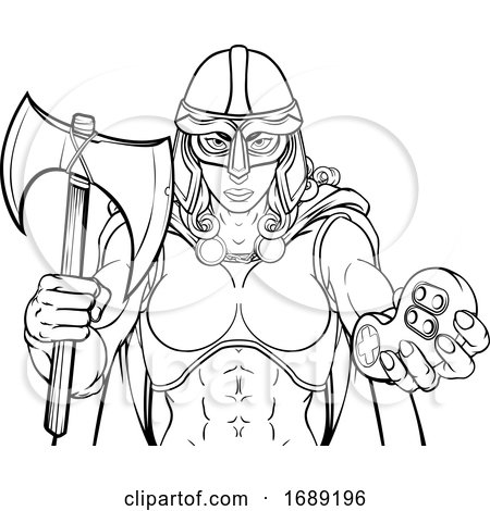 Viking Trojan Celtic Knight Gamer Warrior Woman by AtStockIllustration