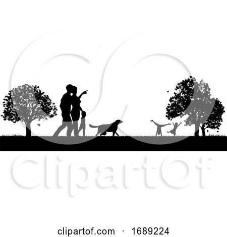 People Enjoying the Park Silhouettes by AtStockIllustration