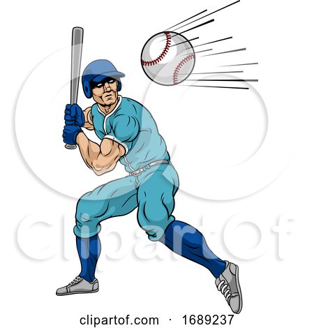 Baseball Player Swinging Bat at Ball for Home Run by AtStockIllustration