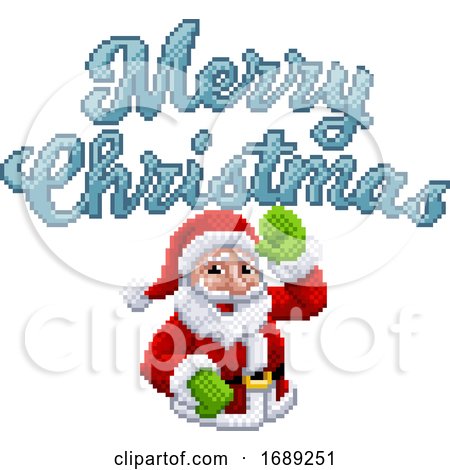 Santa Claus Marry Christmas 8 Bit Game Pixel Art by AtStockIllustration