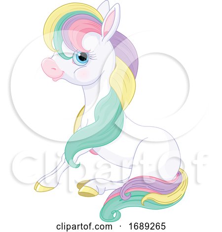 Cute Pony with Rainbow Hair by Pushkin