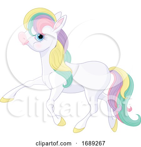 Cute Pony with Rainbow Hair by Pushkin