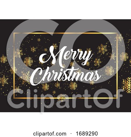 Christmas Background with Gold Snowflakes and Decorative Text by KJ Pargeter