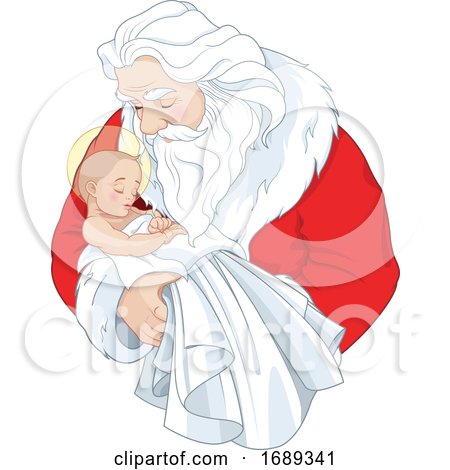 Santa Claus Holding Baby Jesus by Pushkin