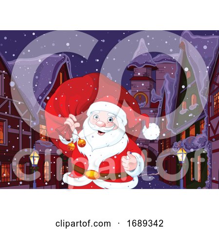 Santa Claus Carrying a Sack Through a Town by Pushkin